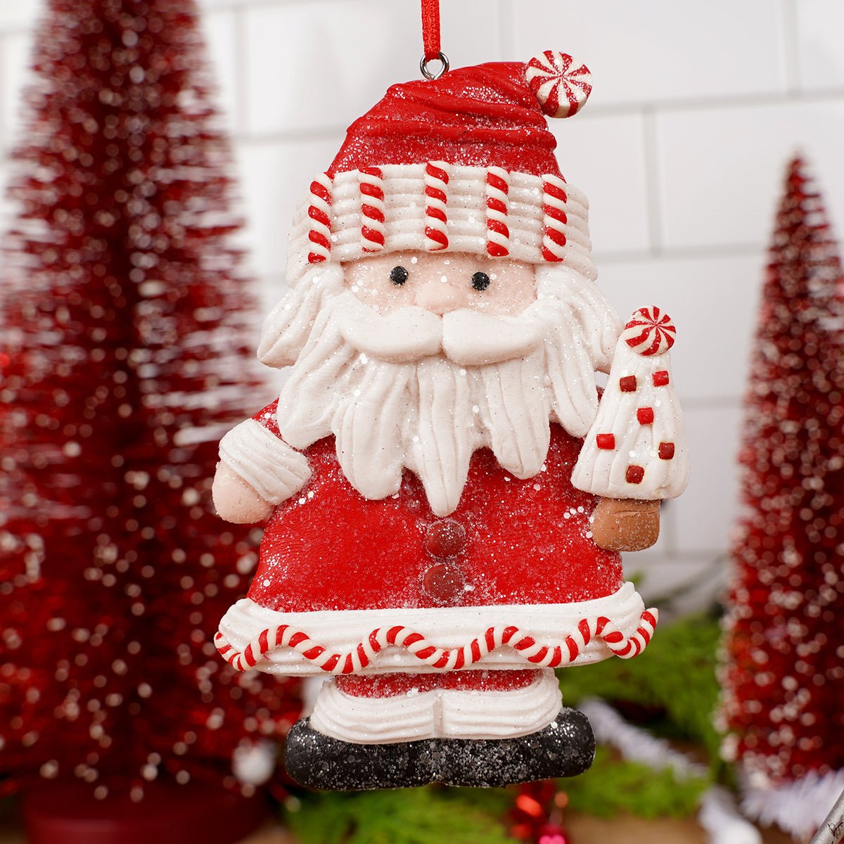 Red And white Dough Santa Ornament
