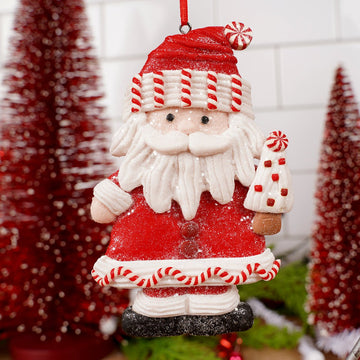 Red And white Dough Santa Ornament