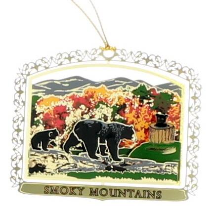 Smoky Mountain Bear Metal Ornament
