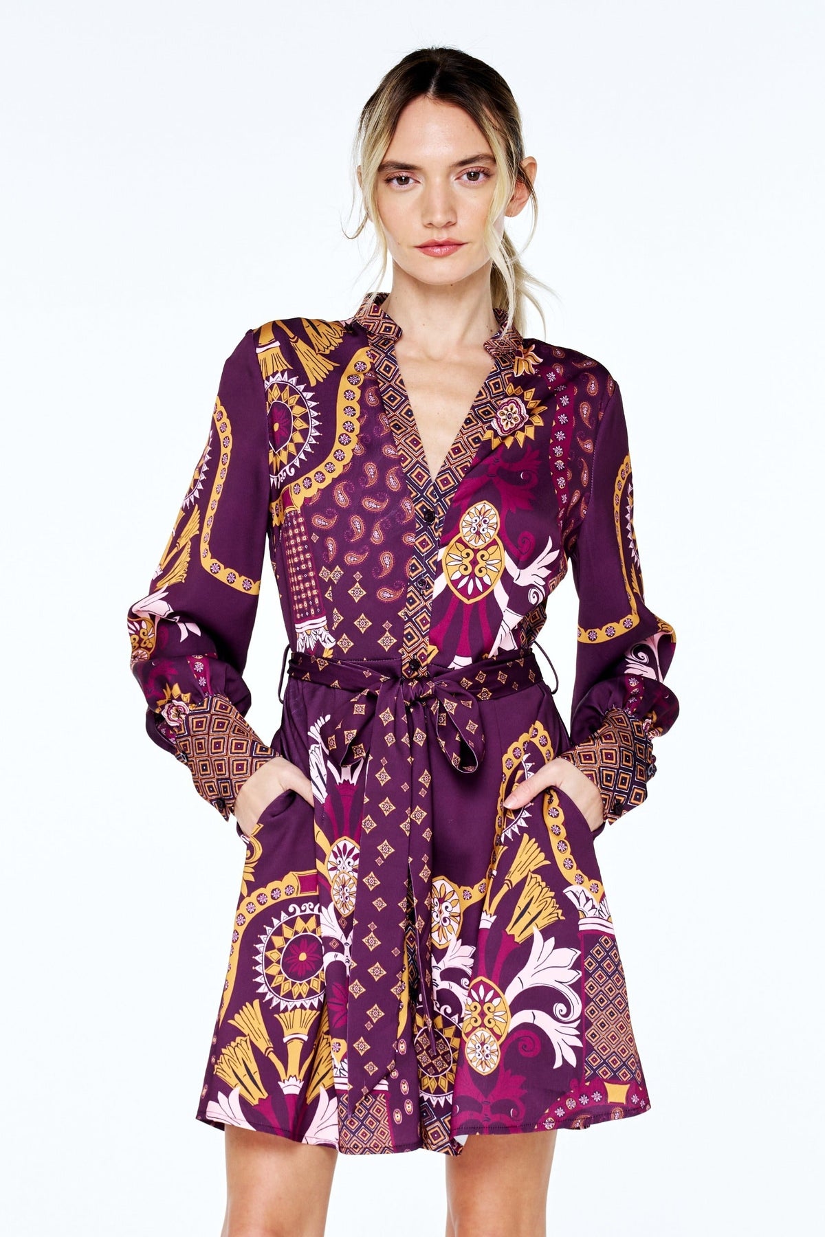 ANTONELLA ENGINEER PRINT MINI DRESS
