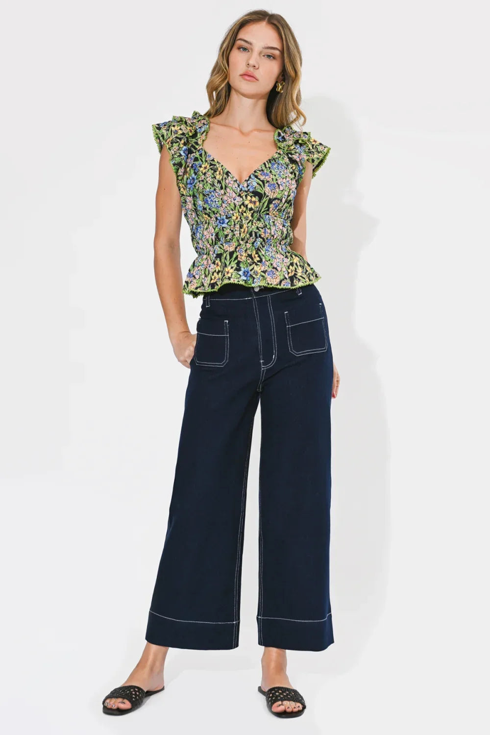 DION SURPLICE PEPLUM TOP