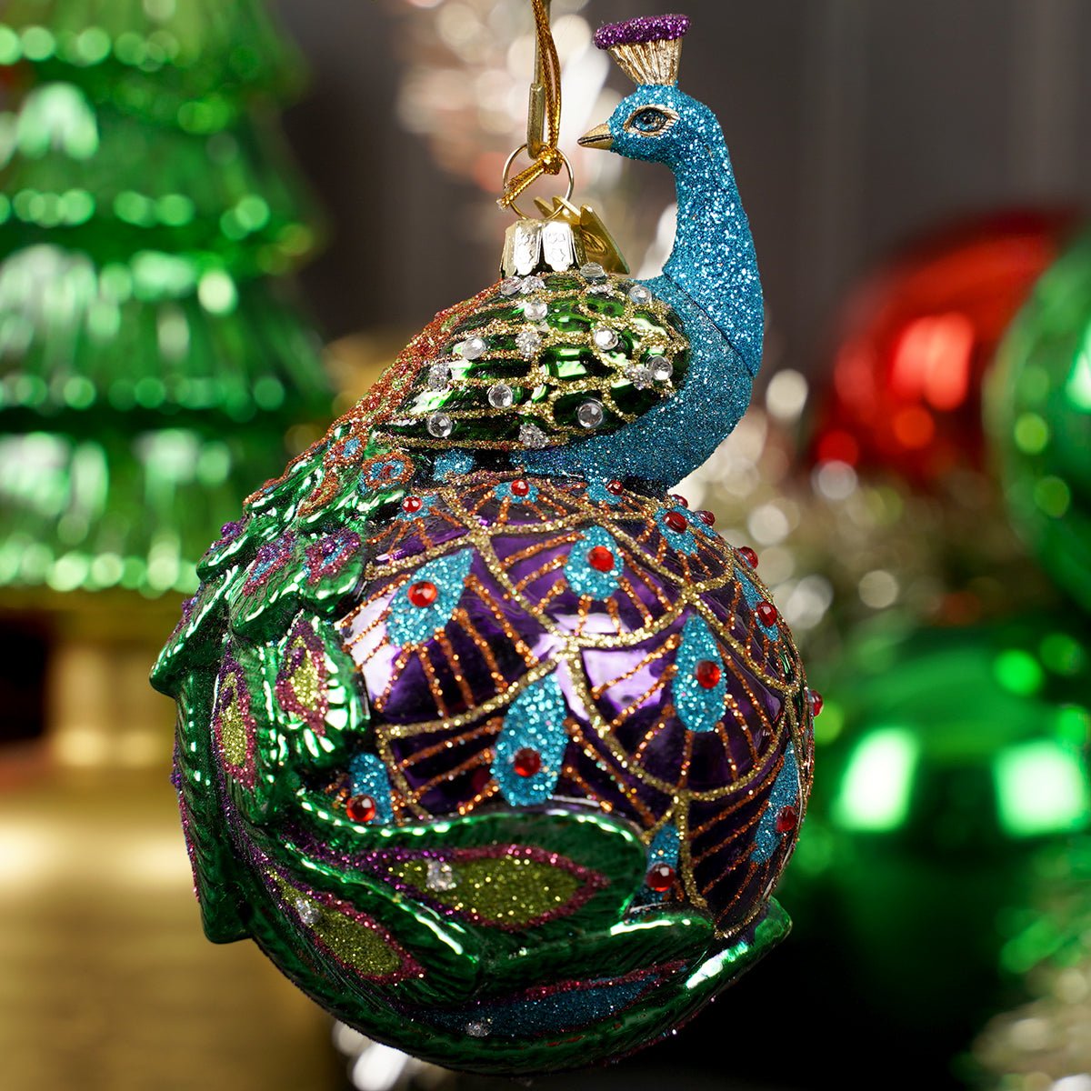 Peacock Glass Ball Ornament