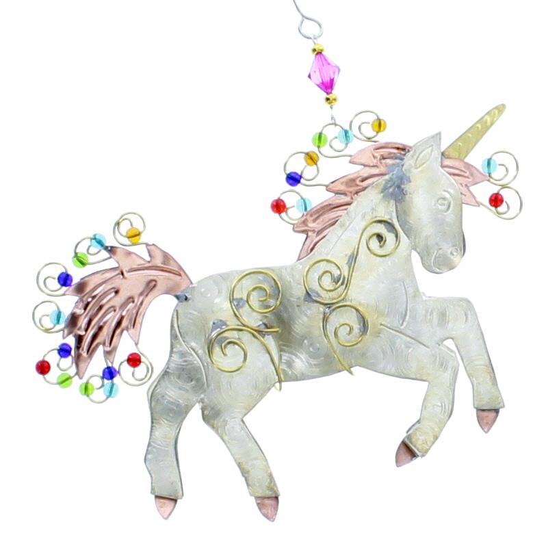 Christmas Unicorn Ornament with Beads