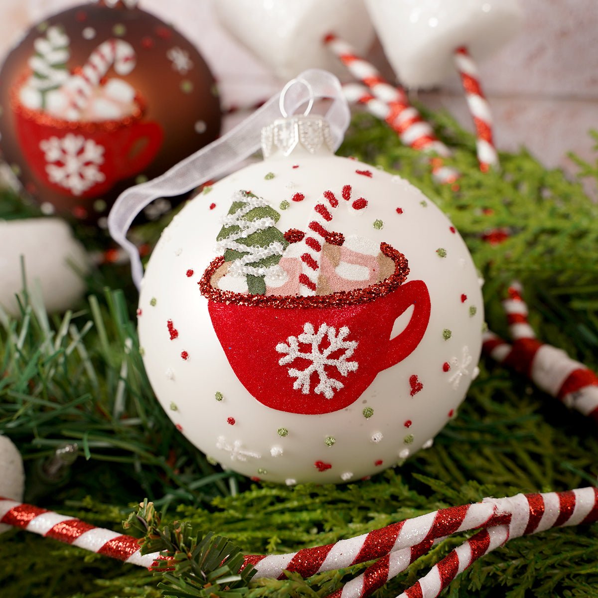 Glass Hot Cocoa Ball Ornament