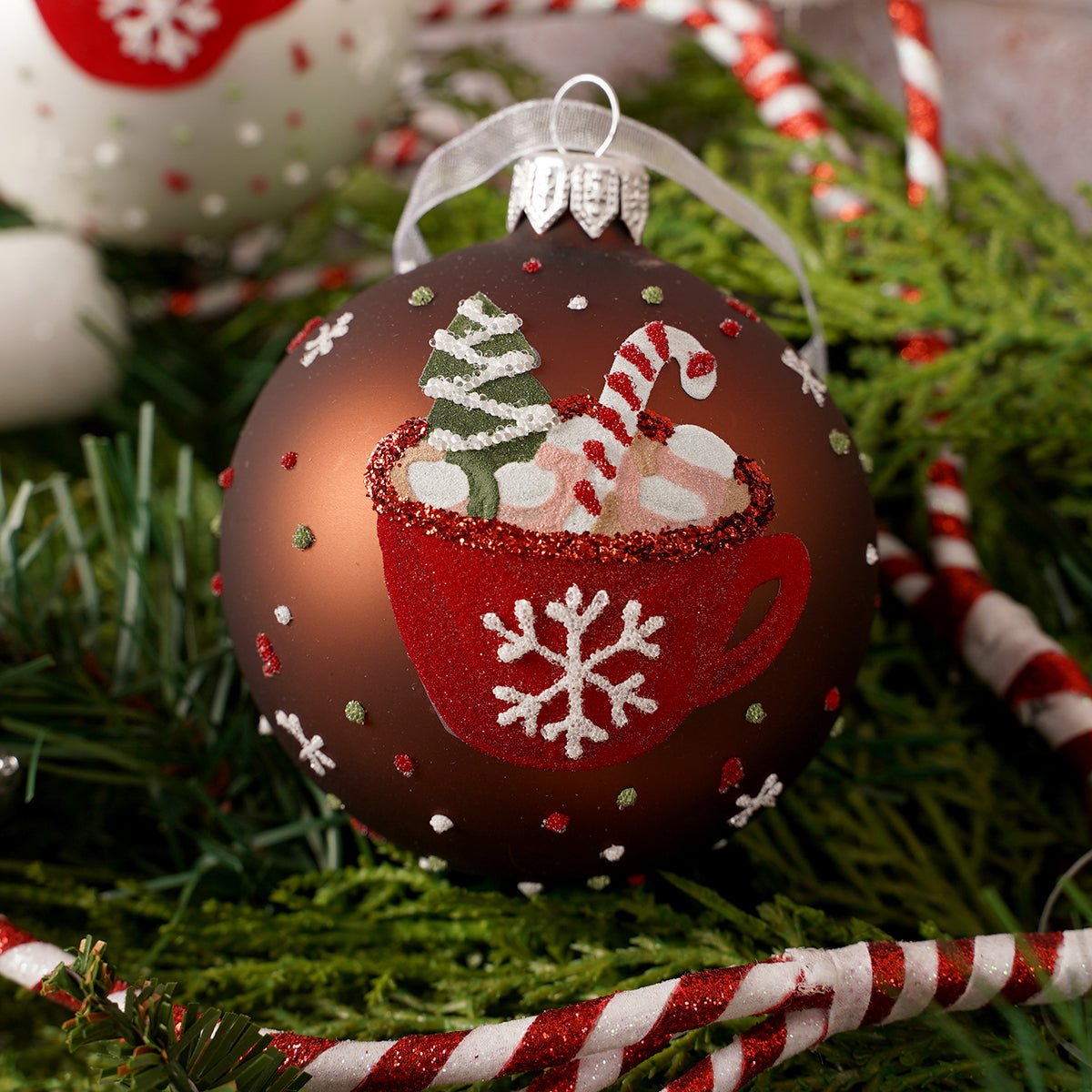 Glass Hot Cocoa Ball Ornament