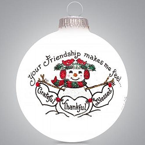 Hand Painted Snowman Friendship Ornament