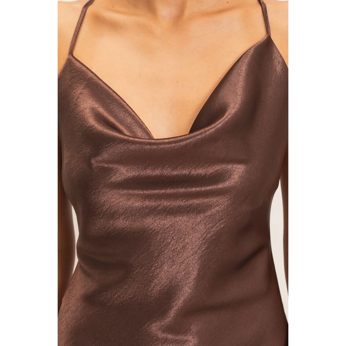 COWL NECK SATIN SLIP DRESS