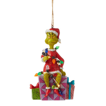 Grinch On Present Ornament