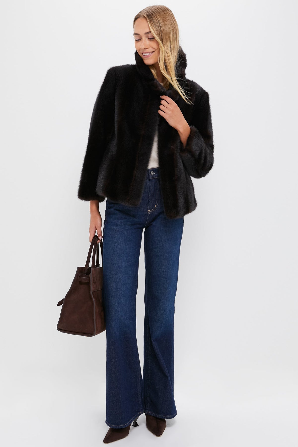 Brown Fur Cropped Carmella Coat