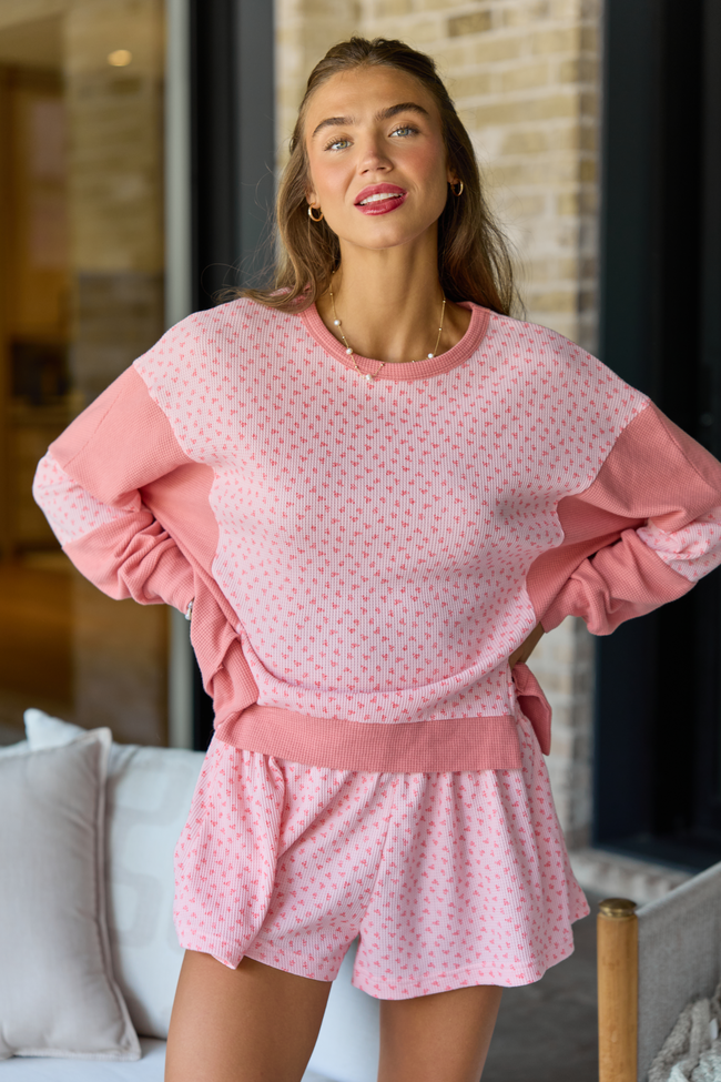 Sweet on You Pink Color Block Floral Sweatshirt