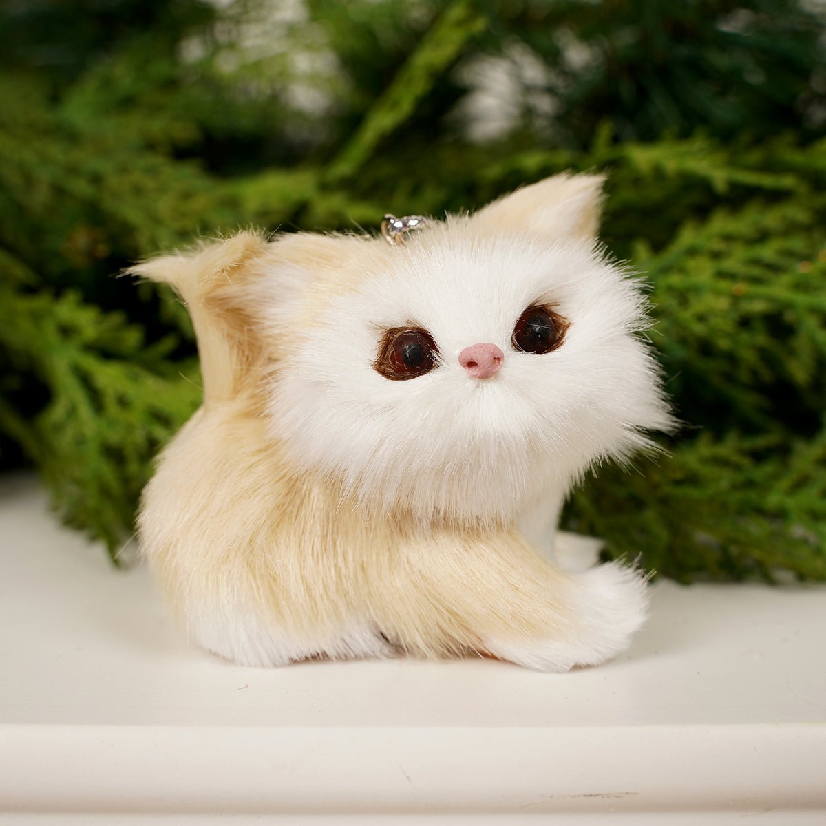Miniature Furry Cat Christmas Ornament