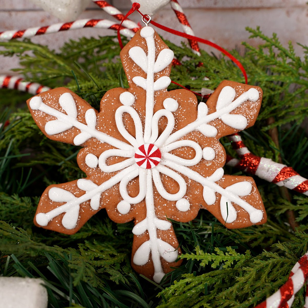 Clay Gingerbread Snowflake Ornament