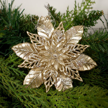 Champagne Poinsettia Christmas Ornament