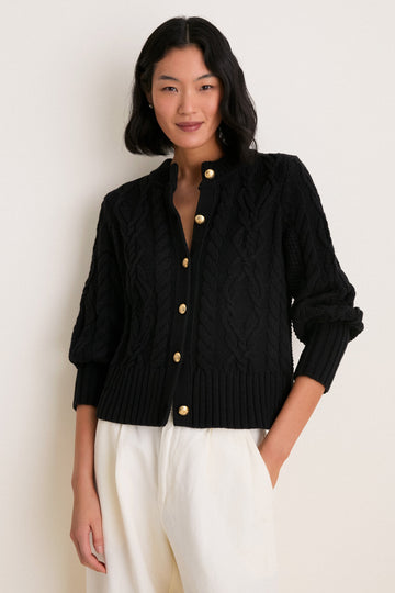 Black Cotton Colette Cardigan