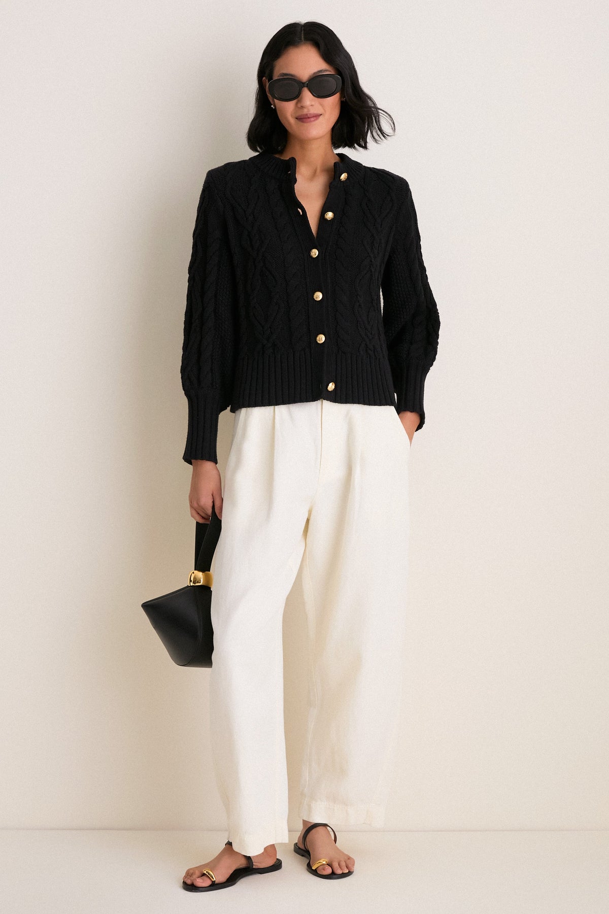 Black Cotton Colette Cardigan