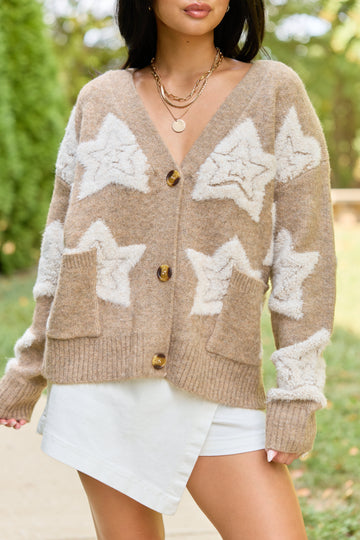 More Than Wishes Brown Star Cardigan