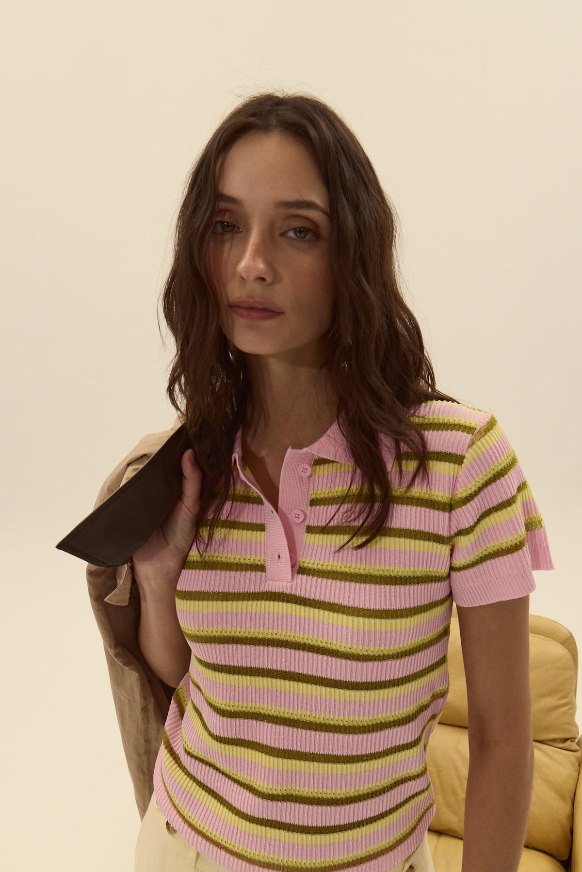 LEVANZO KNIT POLO TOP