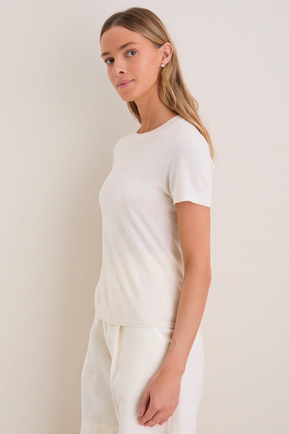 Ivory Cashmere Silk Katie Tee