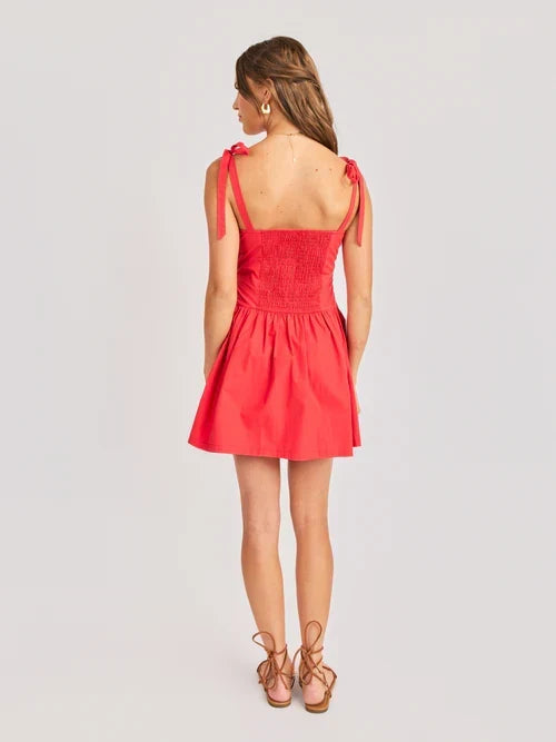 CANYON PINTUCK TIE MINI DRESS