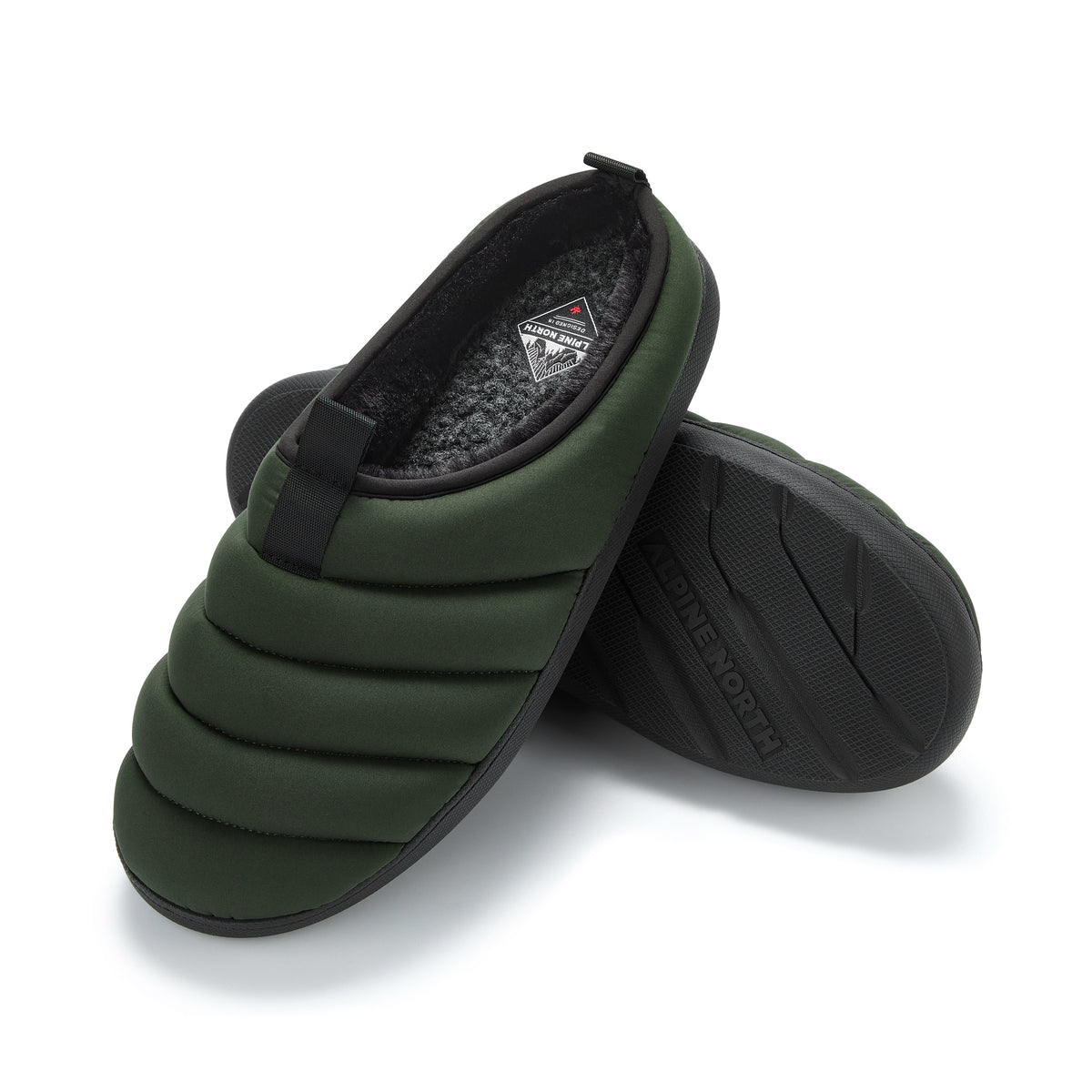 SEATON | INSULATED PUFFER SLIPPERS, DARK GREEN