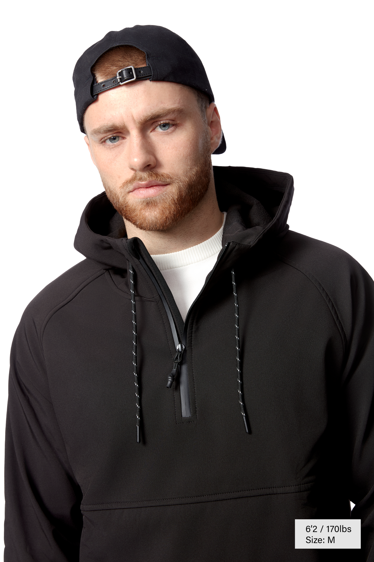 VARGAS | MEN'S WATER-REPELLENT HOODED PULLOVER SOFTSHELL, BLACK