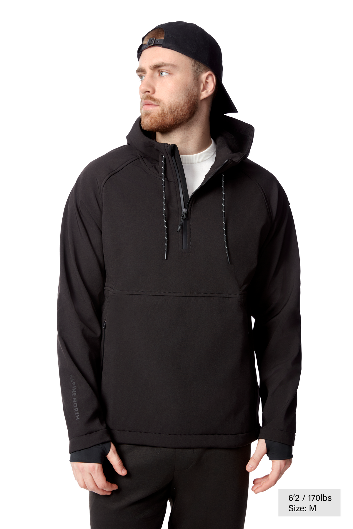 VARGAS | MEN'S WATER-REPELLENT HOODED PULLOVER SOFTSHELL, BLACK