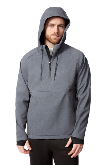 VARGAS | MEN'S WATER-REPELLENT HOODED PULLOVER SOFTSHELL, DARK GREY