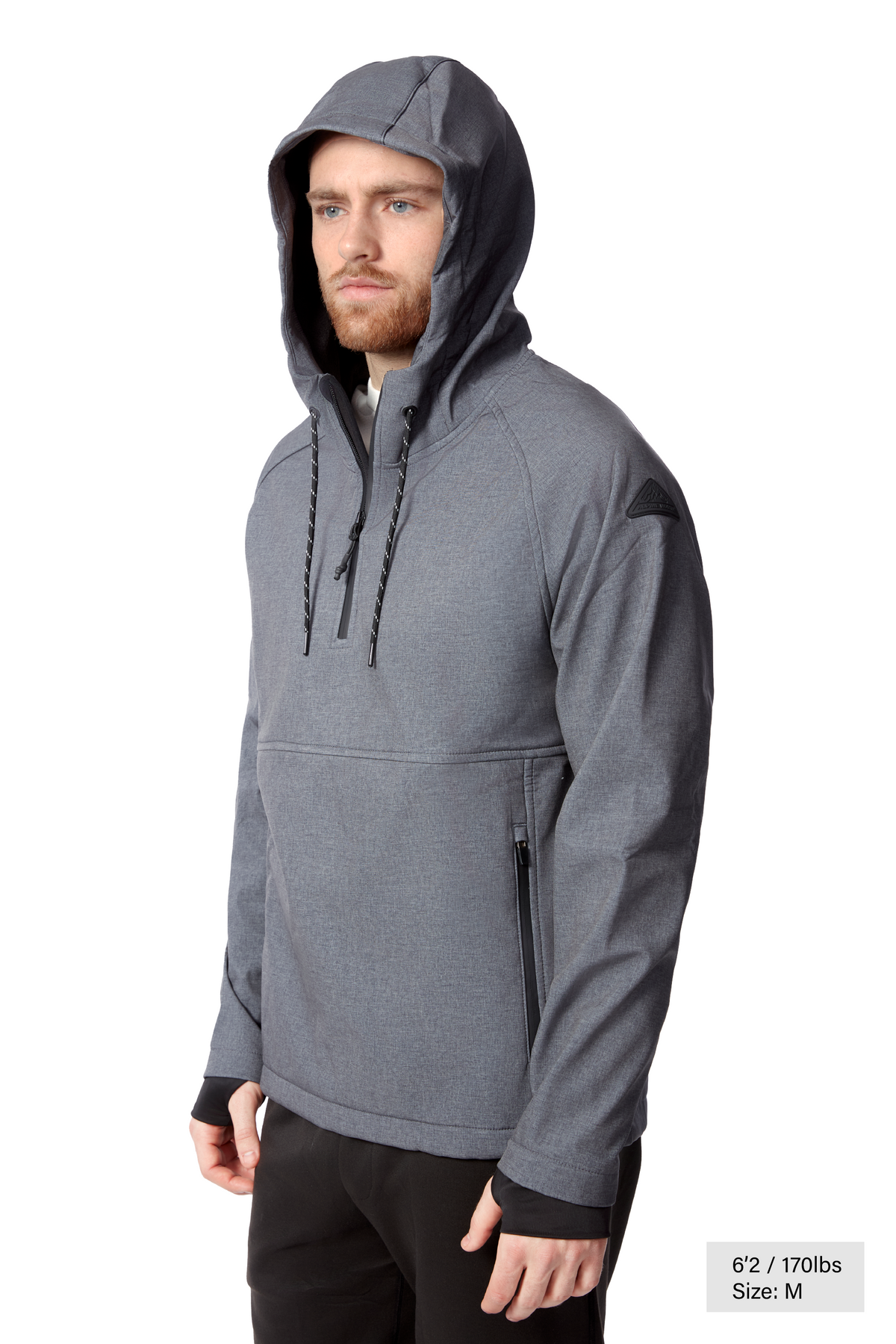 VARGAS | MEN'S WATER-REPELLENT HOODED PULLOVER SOFTSHELL, DARK GREY