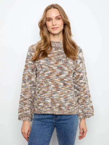 Space Dye Mock Neck Knit Sweater - Verveine