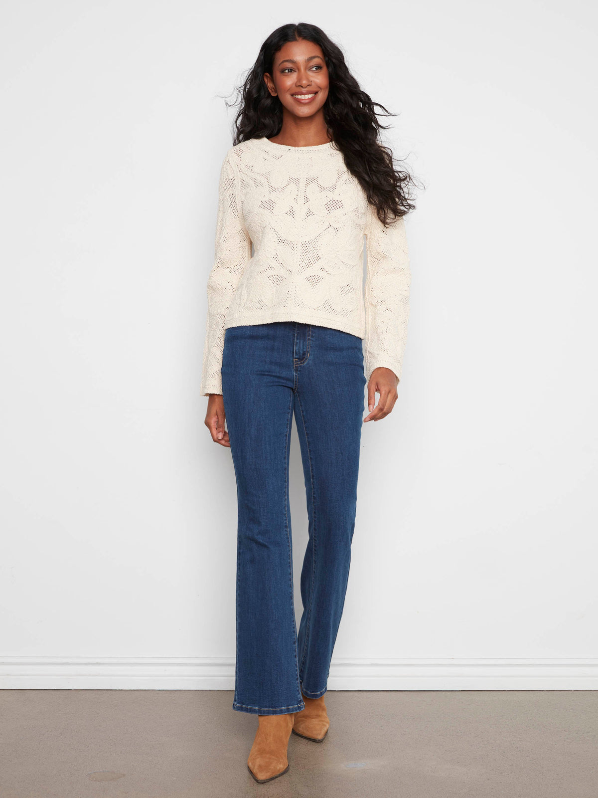 Reversible Cotton Crochet Cardigan - Natural