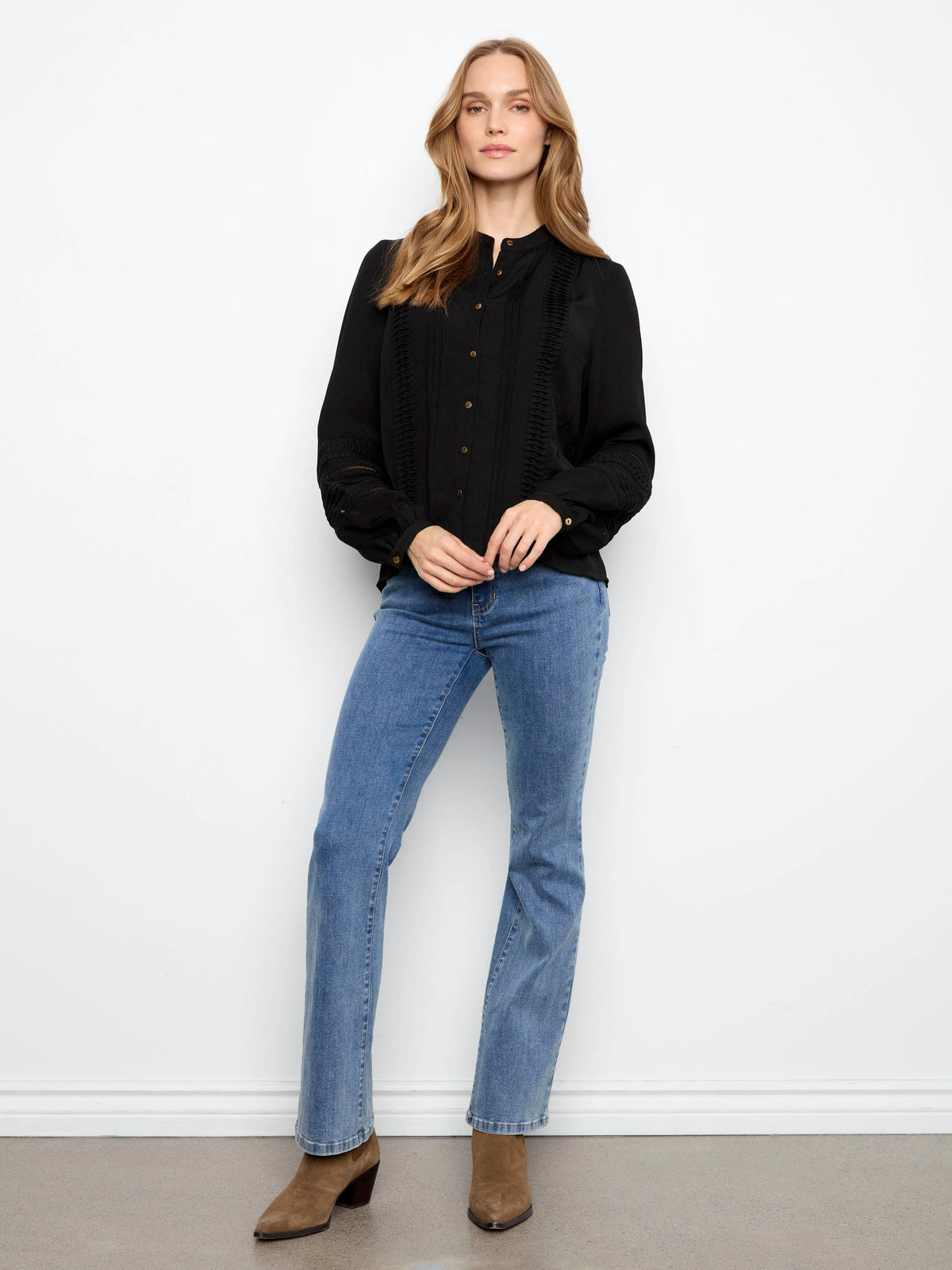 Pleated Crepe Blouse - Black