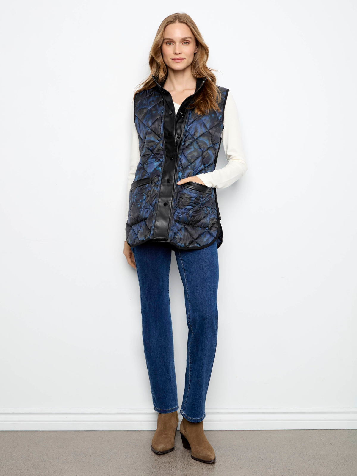 Irridescent Printed Reversible Quilted Vest - Nocturne