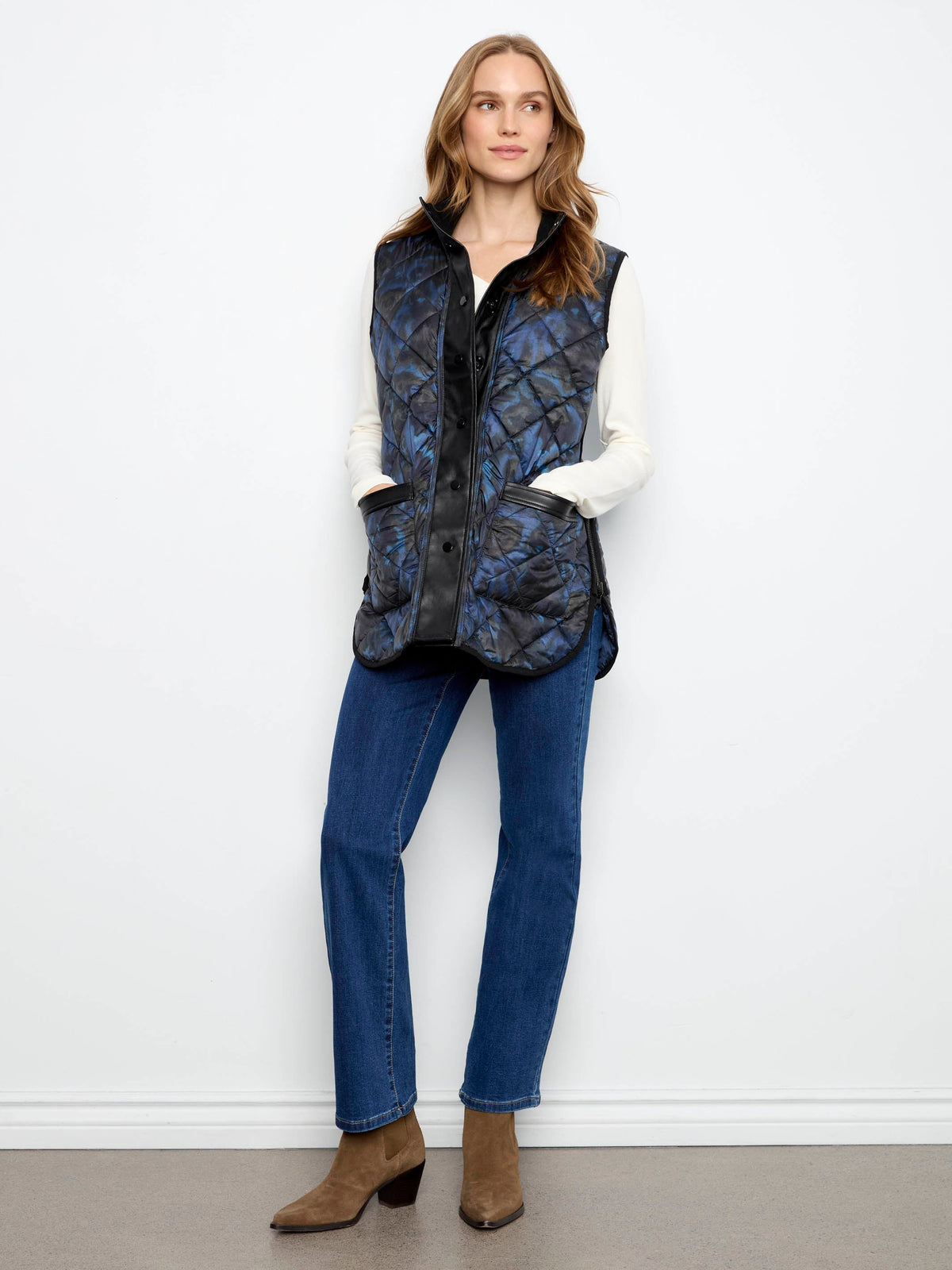 Irridescent Printed Reversible Quilted Vest - Nocturne