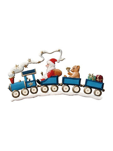 Wilhelm Schweizer Pewter St. Nick in Blue Train Ornament
