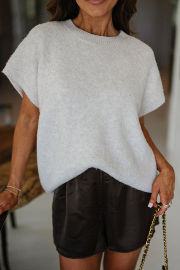 Darla Cap Sleeve Sweater-Cream