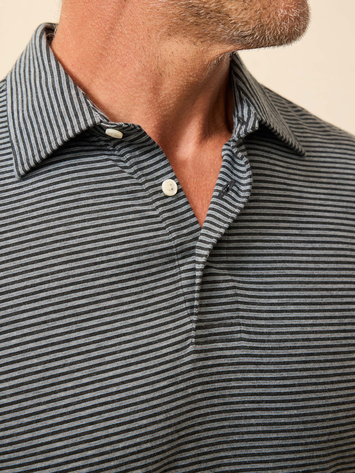 Long-Sleeve Movement Polo - Moonlight Point Stripe