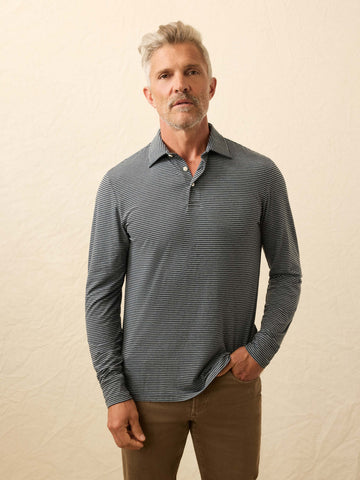 Long-Sleeve Movement Polo - Moonlight Point Stripe