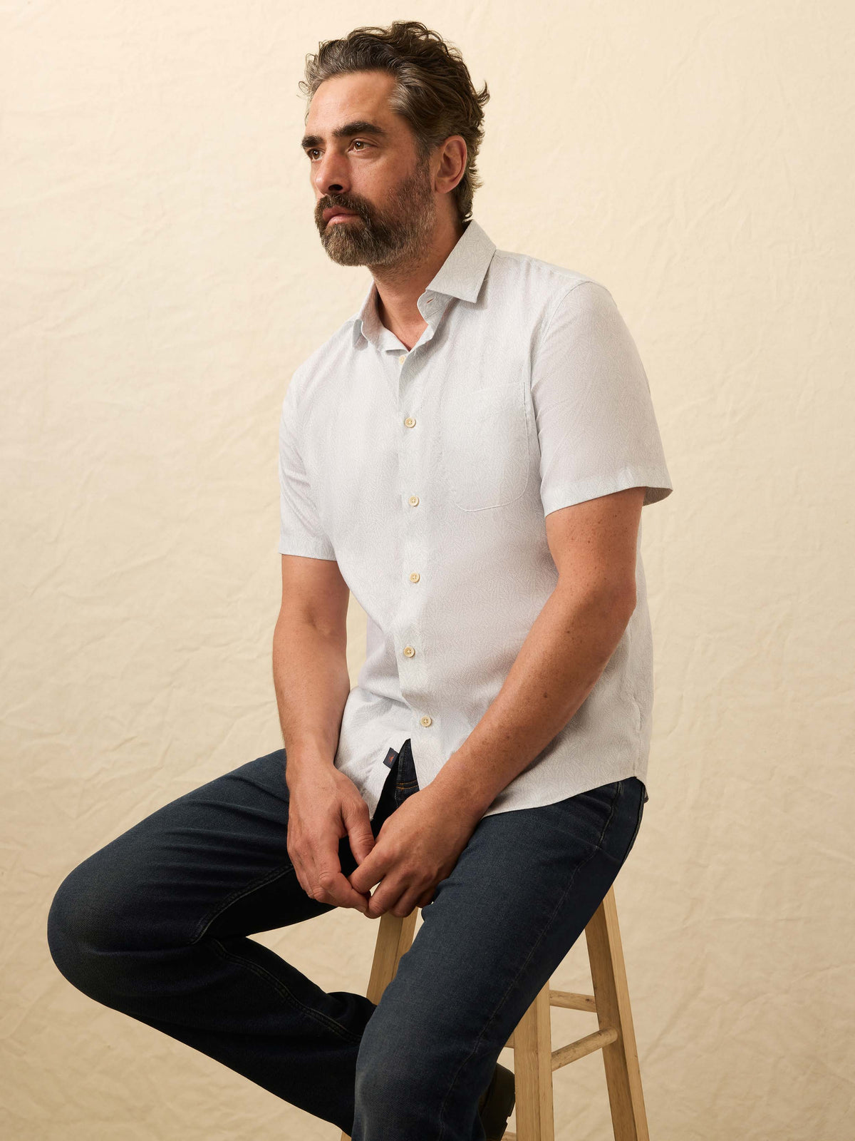 Short-Sleeve Movement Monterey Shirt - Ivory Sky Rainforest
