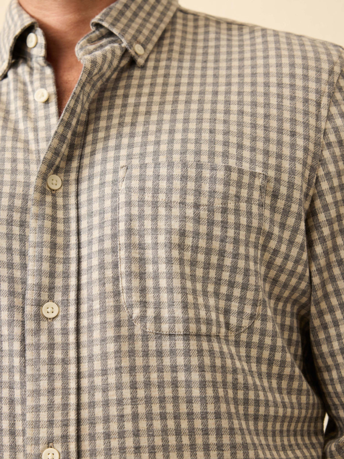 Coastline Knit Shirt - Fox Grey Gingham