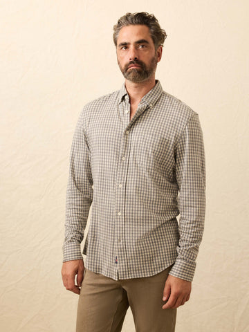 Coastline Knit Shirt - Fox Grey Gingham