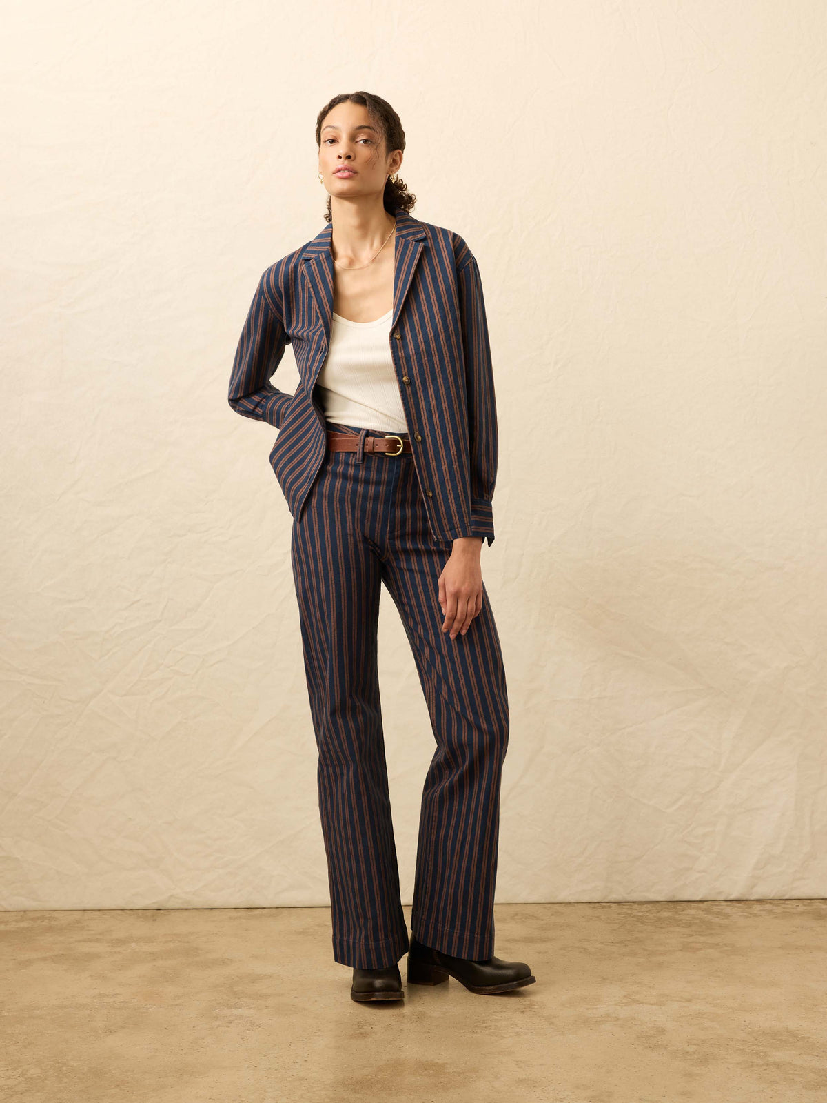 Twill Tide Camp Shirt - Midnight Shore Stripe