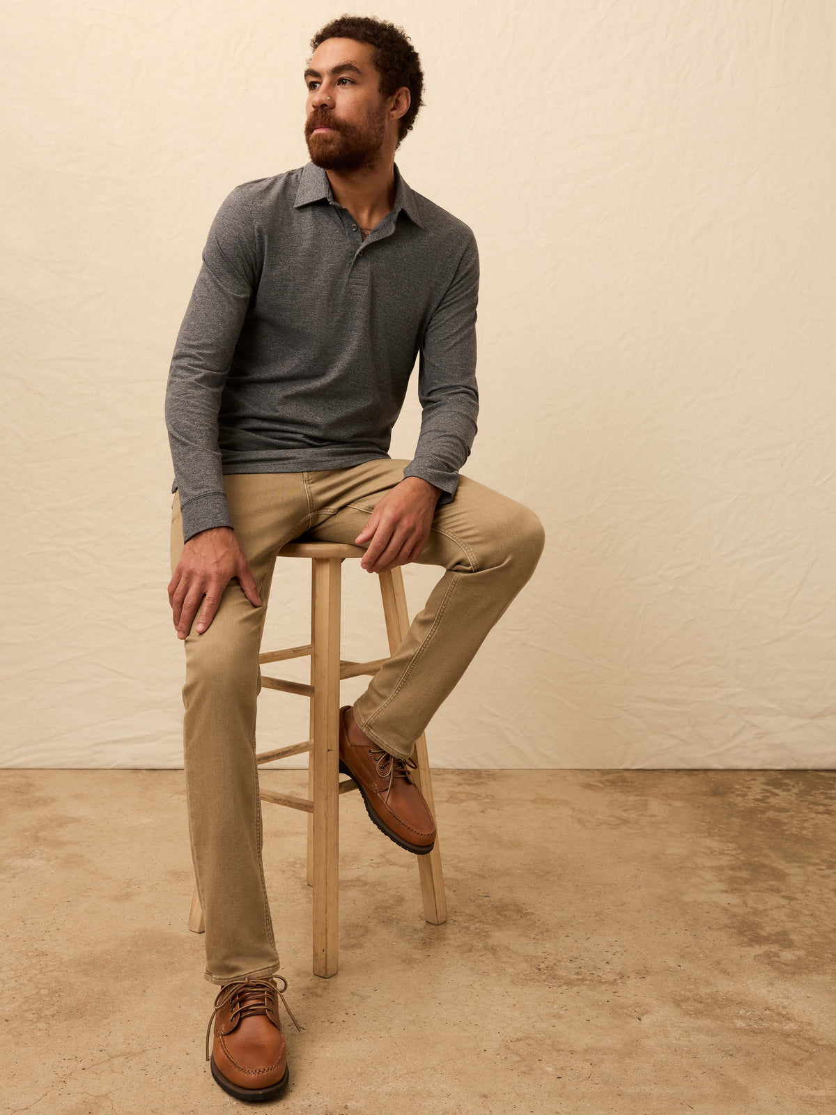 Long-Sleeve Movement Pique Polo - Dusty Iron Heather