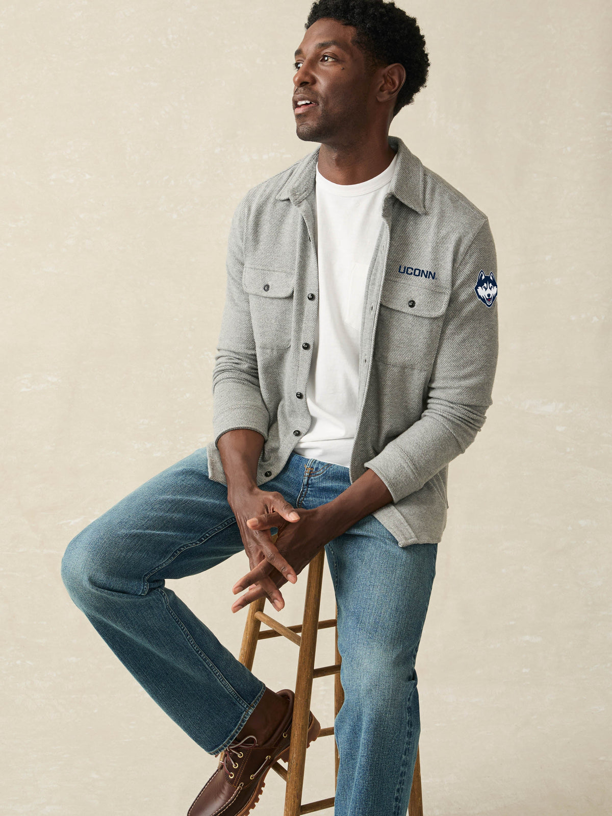 University Of Connecticut Legend Sweater Shirt - Fossil Grey Twill
