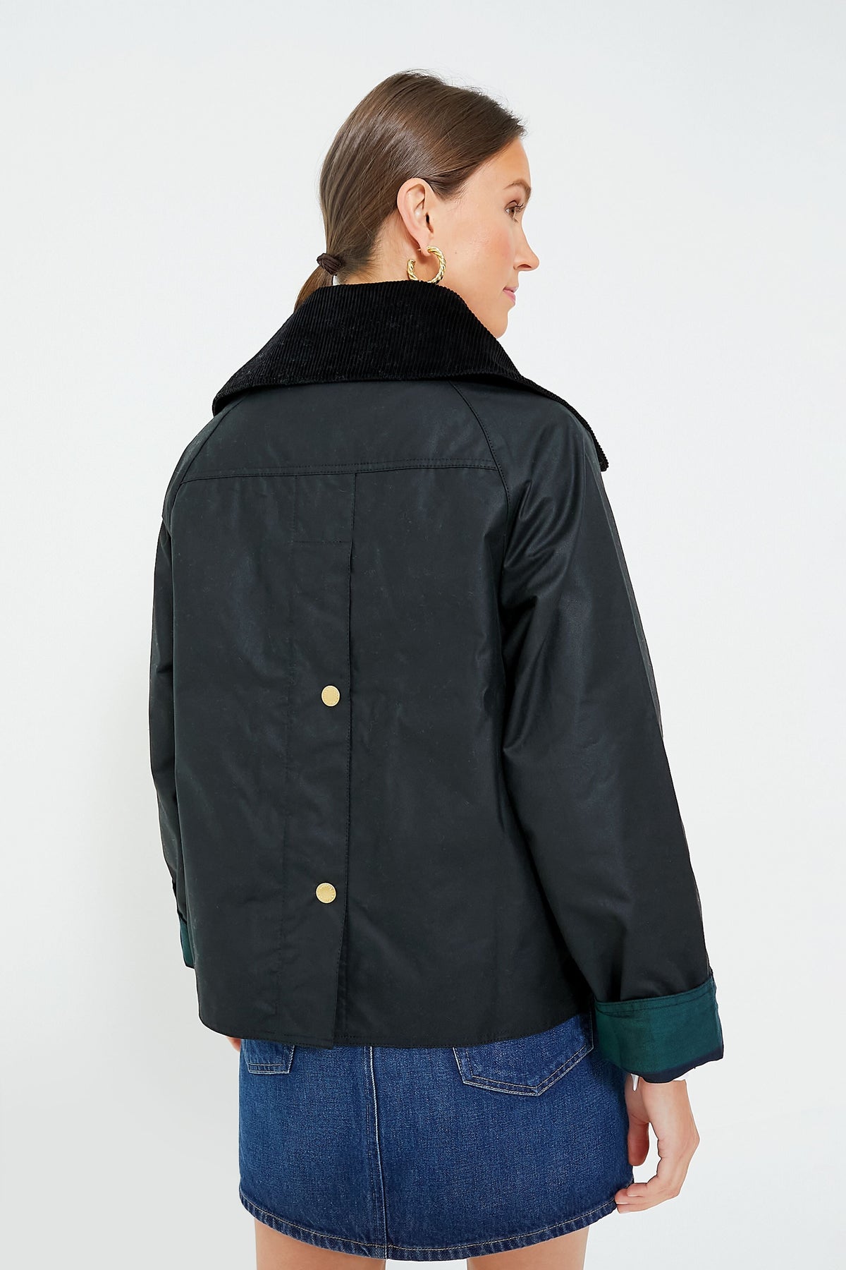 Black and Sage Tartan Catton Wax Jacket