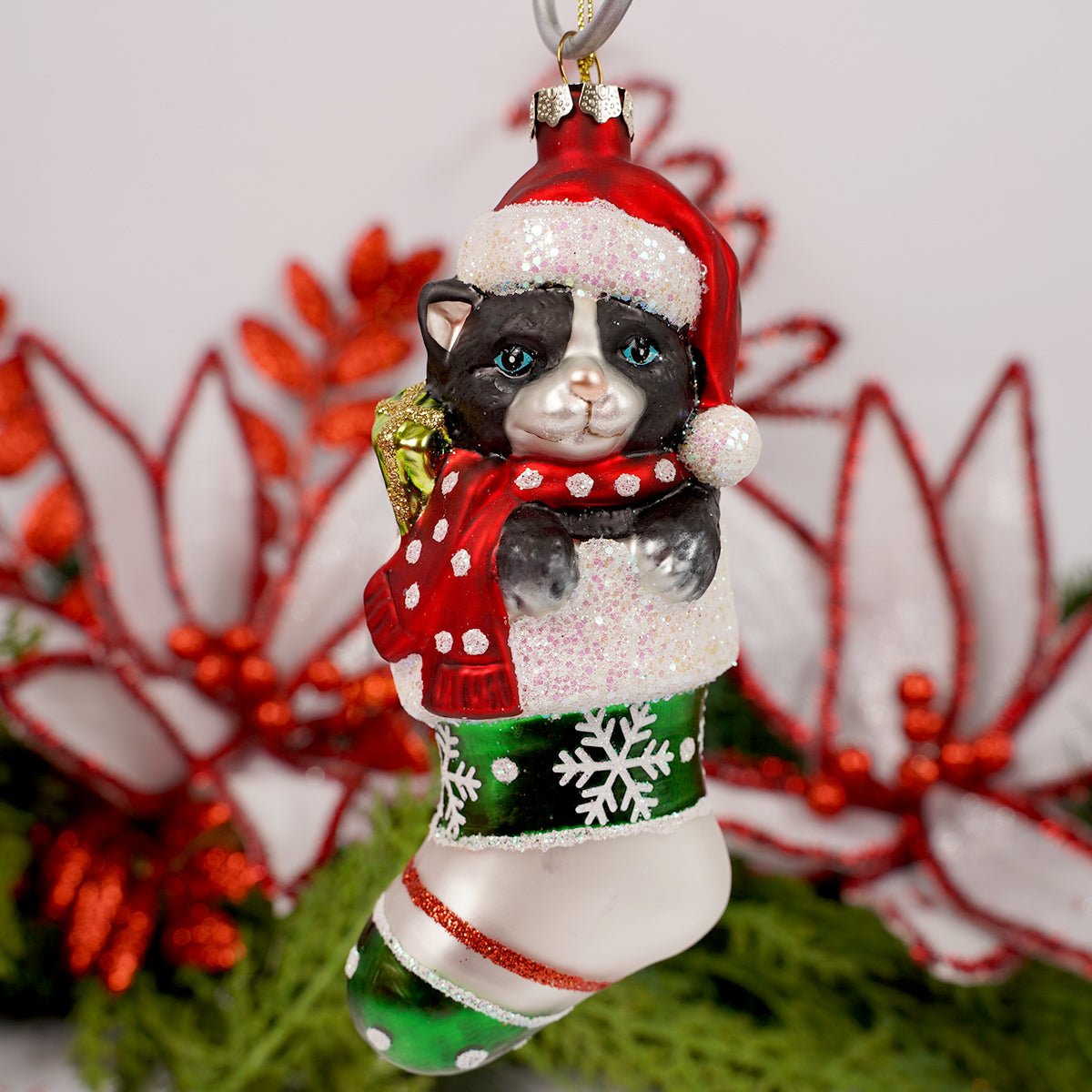 Black Cat Stocking Christmas Ornament