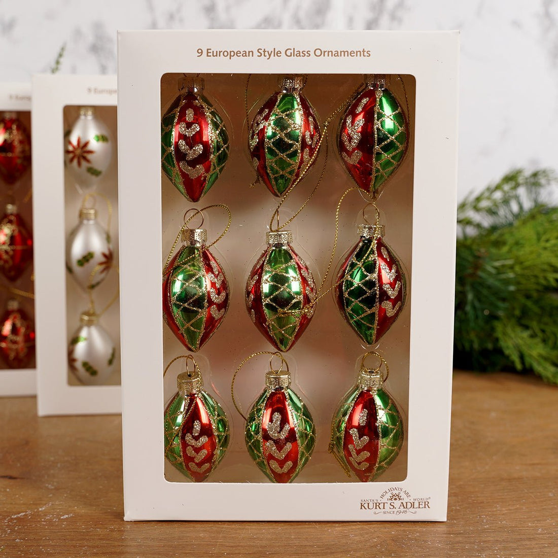 Mini Glass Drop Ornament Set of 9