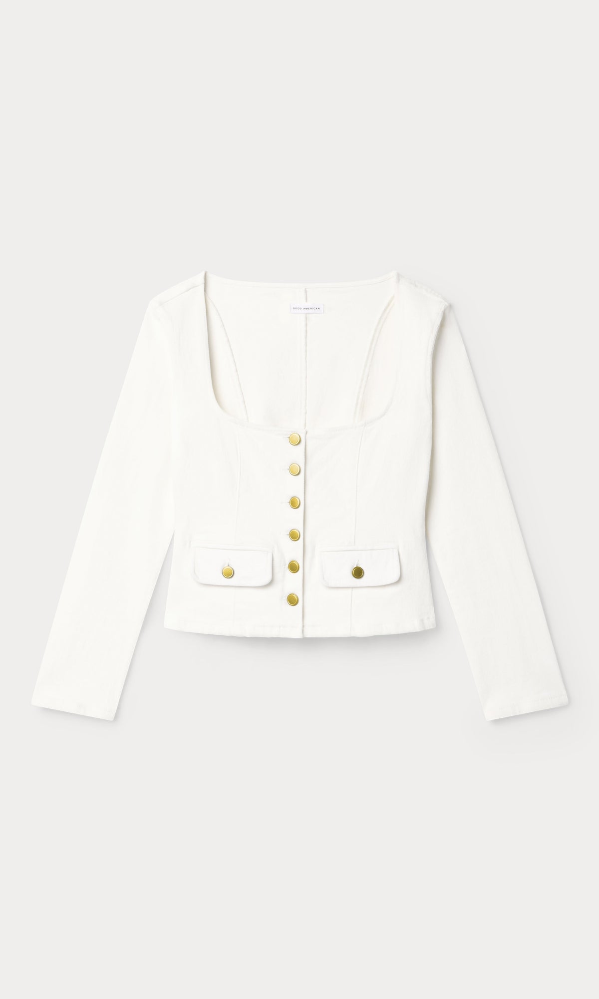 DENIM FITTED BUTTON FRONT JACKET | COTTON WHITE
