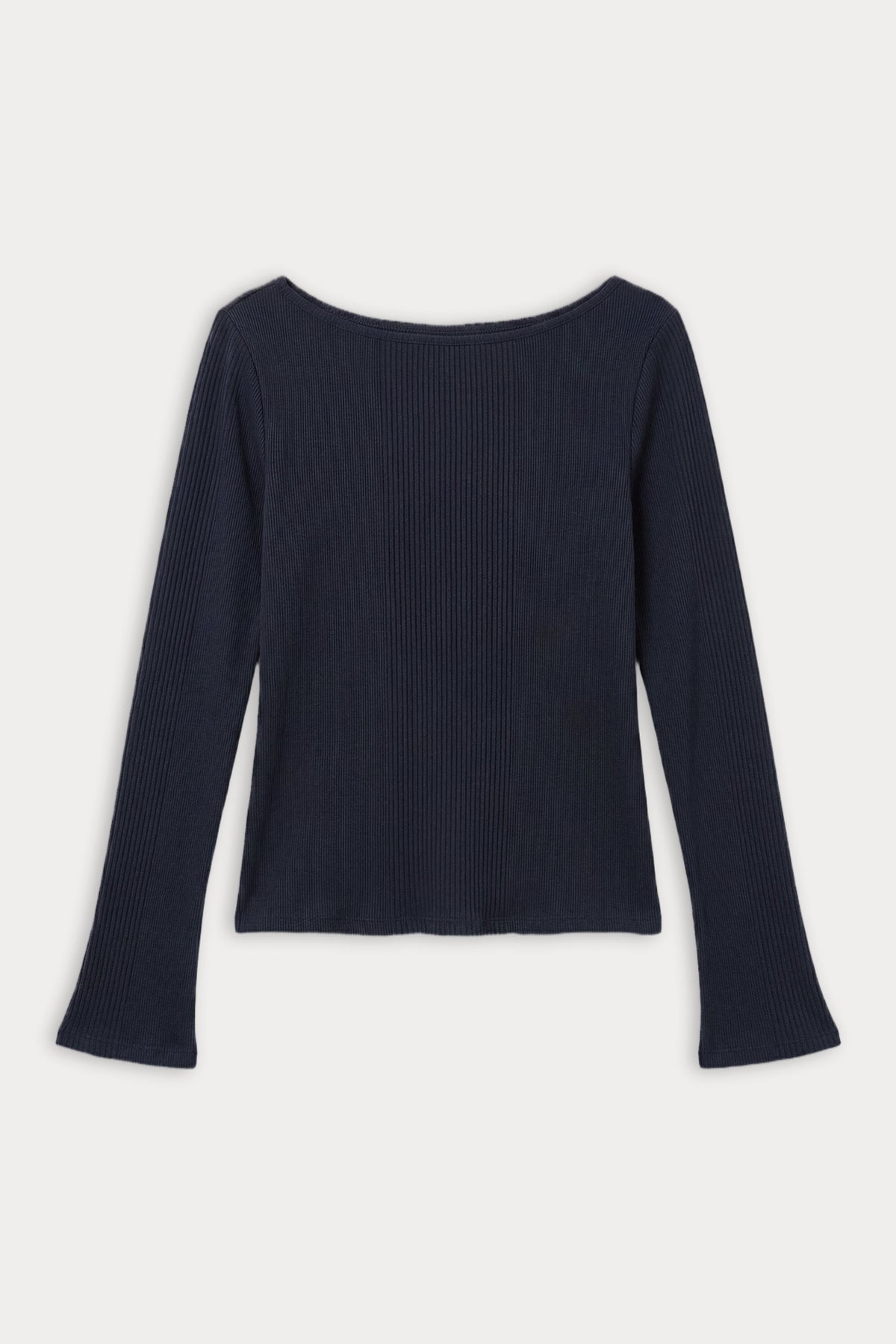 THE VARIEGATED RIB LONG SLEEVE TOP | NEW NAVY002