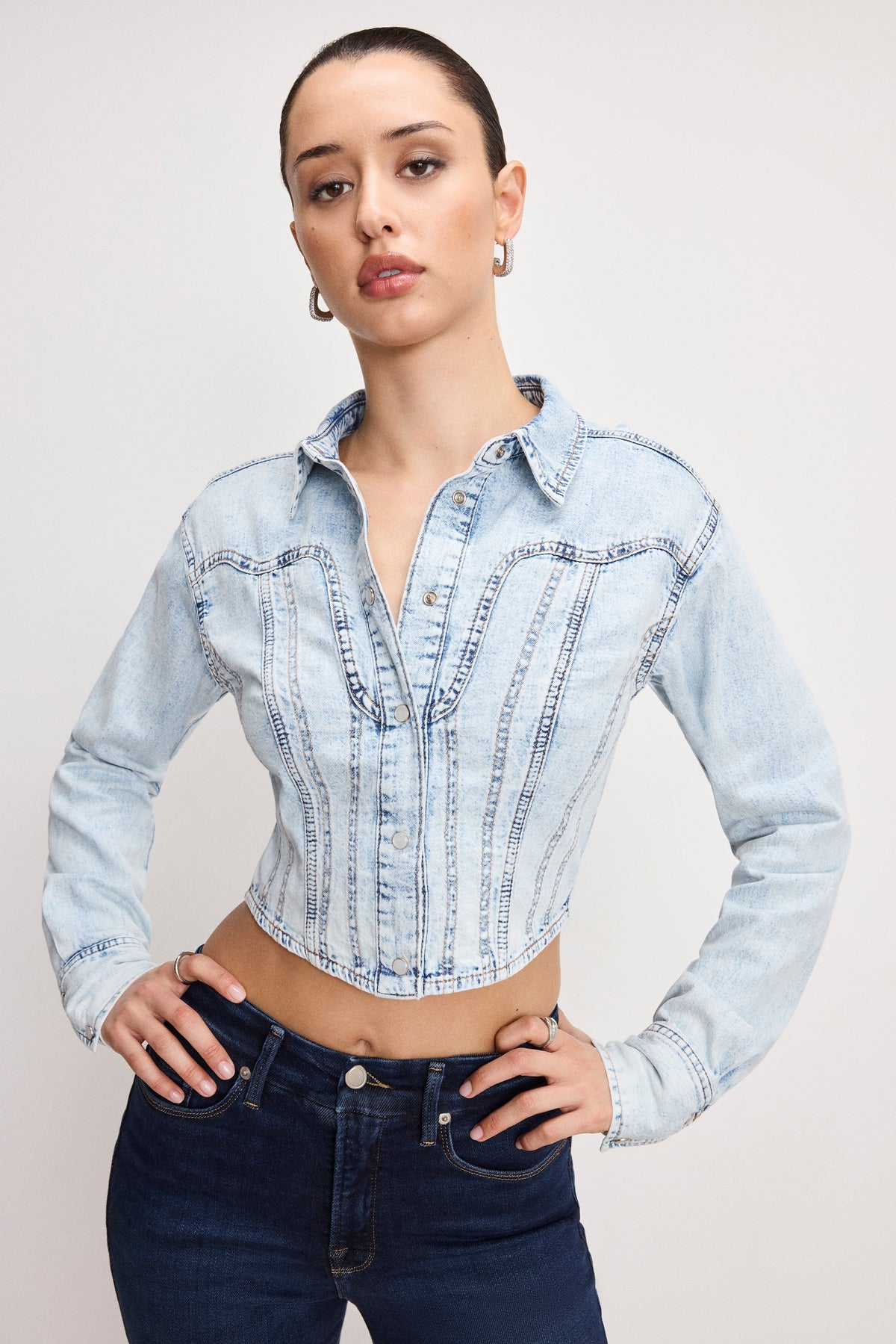 DOLLY DENIM CORSET SHIRT | INDIGO1021