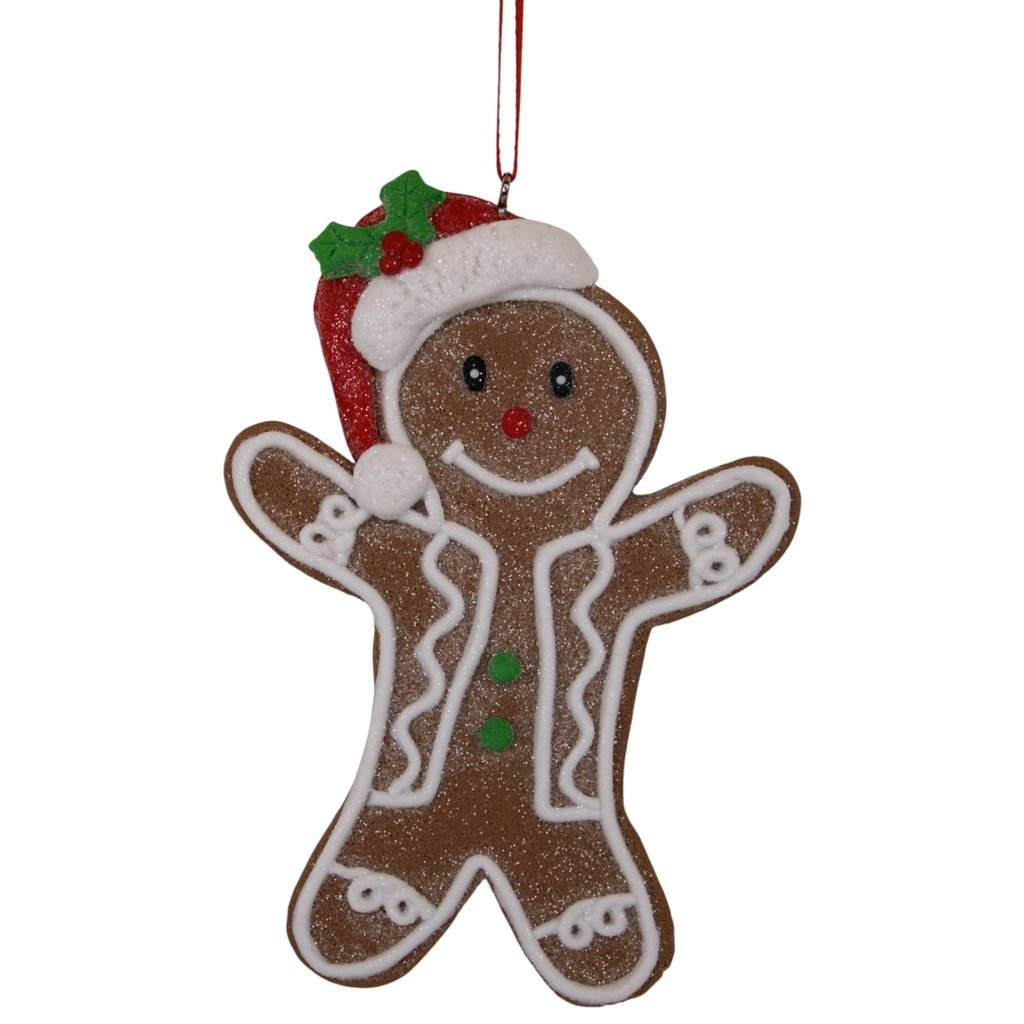 Gingerbread Boy With Santa Hat Ornament